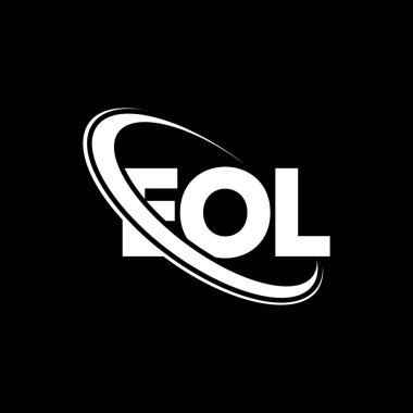 EOL logosu. EOL mektubu. EOL harf logosu tasarımı. Çember ve büyük harfli monogram logosuyla birleştirilmiş EOL logosu. Teknoloji, iş ve emlak markası için EOL tipografisi.