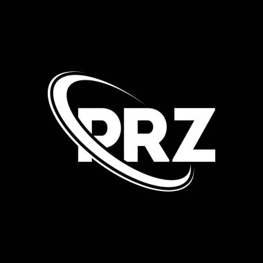 PRZ logosu. PRZ harfi. PRZ harf logosu tasarımı. Çember ve büyük harfli monogram logosuyla birleştirilmiş PRZ logosu. Teknoloji, iş ve emlak markası için PRZ tipografisi.