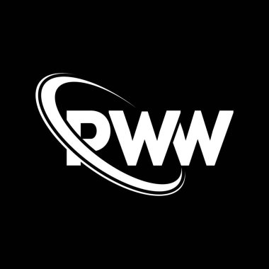 PWW logosu. PWW mektubu. PWW harf logosu tasarımı. Çember ve büyük harfli monogram logosuyla birleştirilmiş PWW logosu. Teknoloji, iş ve emlak markası için PWW tipografisi.
