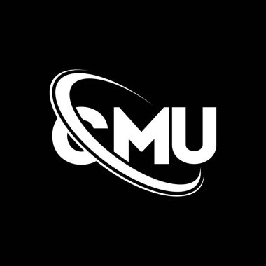 CMU logosu. CMU mektubu. CMU harf logosu tasarımı. Çember ve büyük harfli monogram logosuyla birleştirilmiş CMU logosu. Teknoloji, iş ve emlak markası için CMU tipografisi.