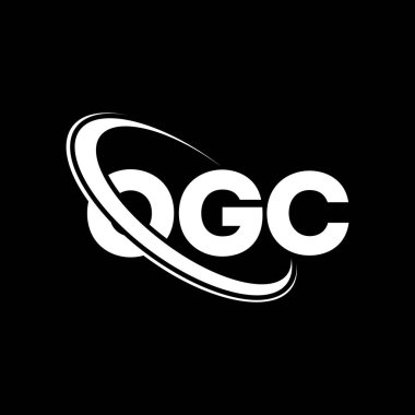 OGC logosu. OGC mektubu. OGC harf logosu tasarımı. Çember ve büyük harfli monogram logosuna bağlı baş harfler OGC logosu. Teknoloji, iş ve emlak markası için OGC tipografisi.