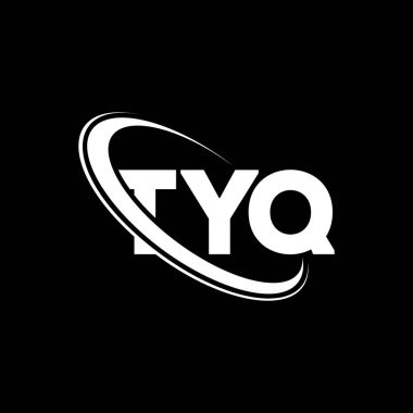 TYQ logosu. TYQ mektubu. TYQ harf logosu tasarımı. Çember ve büyük harfli monogram logosuna bağlı baş harfler TYQ logosu. Teknoloji, iş ve emlak markası için TYQ tipografisi.