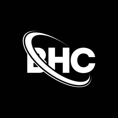 BHC logosu. BHC mektubu. BHC harf logosu tasarımı. Çember ve büyük harfli monogram logosuyla birleştirilmiş BHC logosu. Teknoloji, iş ve emlak markası için BHC tipografisi.