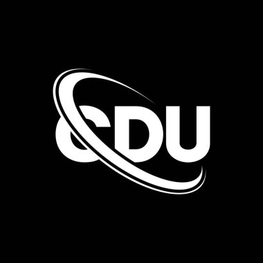 CDU logosu. CDU mektubu. CDU mektup logosu tasarımı. Çember ve büyük harfli monogram logosuna bağlı CDU logosu. Teknoloji, iş ve emlak markası için CDU tipografisi.