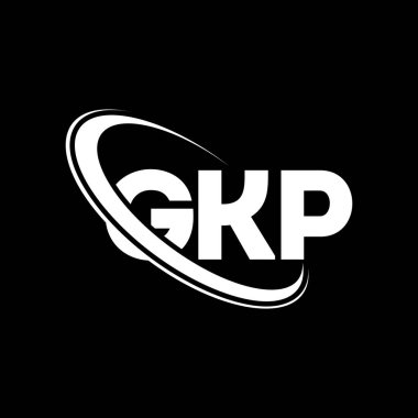 GKP logosu. GKP mektubu. GKP harf logosu tasarımı. Çember ve büyük harfli monogram logosuyla birleştirilmiş GKP logosu. Teknoloji, iş ve emlak markası için GKP tipografisi.