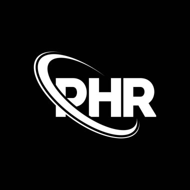 PHR logosu. PHR mektubu. PHR mektup logosu tasarımı. Çember ve büyük harfli monogram logosuyla birleştirilmiş PHR logosu. Teknoloji, iş ve emlak markası için PHR tipografisi.