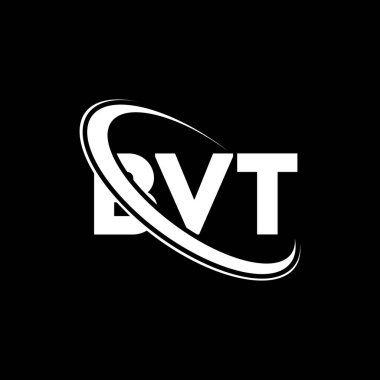 BVT logosu. BVT mektubu. BVT harf logosu tasarımı. Çember ve büyük harfli monogram logosuna bağlı BVT logosu. Teknoloji, iş ve emlak markası için BVT tipografisi.