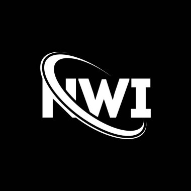 NWI logosu. NWI mektubu. NWI harf logosu tasarımı. Çember ve büyük harfli monogram logosuna bağlı NWI logosu. Teknoloji, iş ve emlak markası için NWI tipografisi.