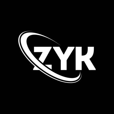 ZYK logosu. ZYK mektubu. ZYK harf logosu tasarımı. Çember ve büyük harfli monogram logosuna bağlı baş harfler ZYK logosu. Teknoloji, iş ve emlak markası için ZYK tipografisi.