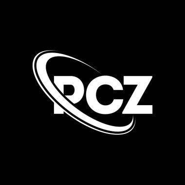 PCZ logosu. PCZ harfi. PCZ harf logosu tasarımı. Çember ve büyük harfli monogram logosuna bağlı PCZ logosu. Teknoloji, iş ve emlak markası için PCZ tipografisi.