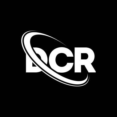 DCR logosu. DCR mektubu. DCR mektup logosu tasarımı. Çember ve büyük harfli monogram logosuna bağlı DCR logosu. Teknoloji, iş ve emlak markası için DCR tipografisi.