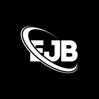 EJB logosu. EJB mektubu. EJB harfli logo tasarımı. Çember ve büyük harfli monogram logosuyla birleştirilmiş EJB logosu. Teknoloji, iş ve emlak markası için EJB tipografisi.