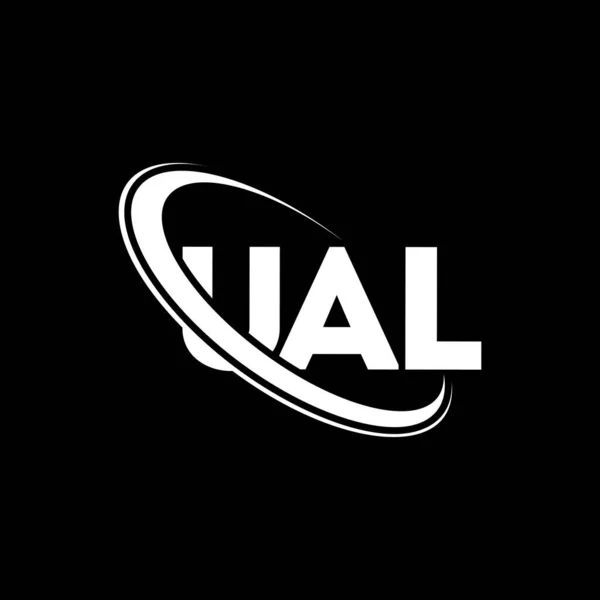本物のロゴ 本物の手紙 Ualレターロゴデザイン 初期のロゴはサークルと大文字のモノグラムのロゴにリンクされています ビジネス 不動産ブランドのためのUalタイポグラフィ — ストックベクタ