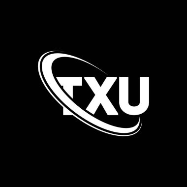 TXU logosu. TXU mektubu. TXU harf logosu tasarımı. Çember ve büyük harfli monogram logosuna bağlı baş harfler TXU logosu. Teknoloji, iş ve emlak markası için TXU tipografisi.