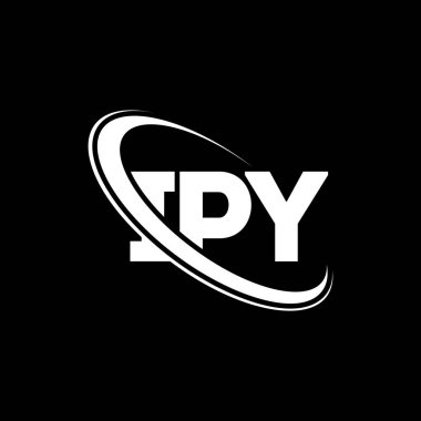 IPY logosu. IPY mektubu. IPY harf logosu tasarımı. Çember ve büyük harfli monogram logosuna bağlı ilk IPY logosu. Teknoloji, iş ve emlak markası için IPY tipografisi.