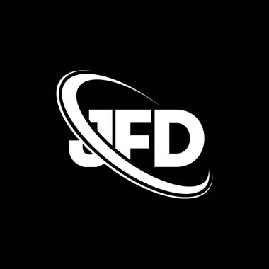 JFD logosu. JFD mektubu. JFD mektup logosu tasarımı. Çember ve büyük harfli monogram logosuna bağlı baş harfler JFD logosu. Teknoloji, iş ve emlak markası için JFD tipografisi.