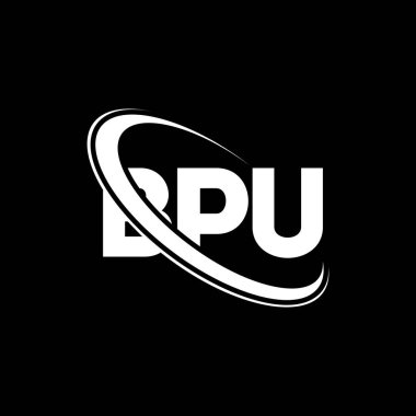 BPU logosu. BPU mektubu. BPU harf logosu tasarımı. Çember ve büyük harfli monogram logosuyla birleştirilmiş BPU logosu. Teknoloji, iş ve emlak markası için BPU tipografisi.