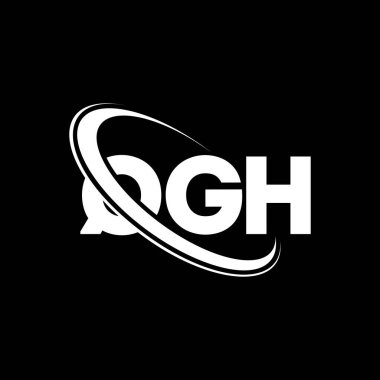 QGH logosu. QGH harfi. QGH harfli logo tasarımı. Çember ve büyük harfli monogram logosuna bağlı QGH logosu. Teknoloji, iş ve emlak markası için QGH tipografisi.