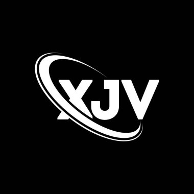 XJV logosu. XJV harfi. XJV harf logosu tasarımı. Çember ve büyük harfli monogram logo ile birleştirilmiş XJV logosu. Teknoloji, iş ve emlak markası için XJV tipografisi.