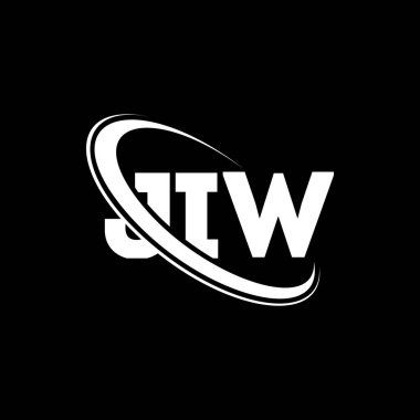 JIW logosu. JIW mektubu. JIW harf logosu tasarımı. Çember ve büyük harfli monogram logosuyla birleştirilmiş JIW logosu. Teknoloji, iş ve emlak markası için JIW tipografisi.