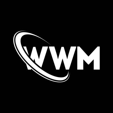 WWM logosu. WWM mektubu. WWM mektup logosu tasarımı. Çember ve büyük harfli monogram logosuna bağlı WWM logosu. WWM teknoloji, iş ve emlak markası tipografisi.