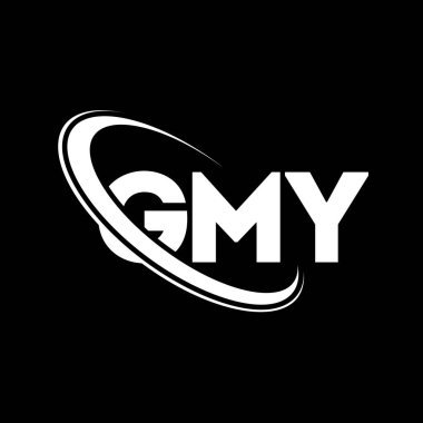 GMY logosu. GMY mektubu. GMY mektup logosu tasarımı. Çember ve büyük harfli monogram logosuna bağlı GMY logosu. Teknoloji, iş ve emlak markası için GMY tipografisi.