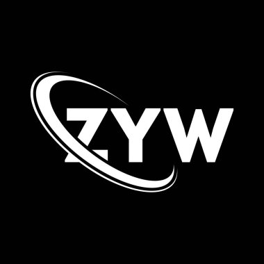 ZYW logosu. ZYW mektubu. ZYW harf logosu tasarımı. Çember ve büyük harfli monogram logosuna bağlı baş harfler ZYW logosu. Teknoloji, iş ve emlak markası için ZYW tipografisi.