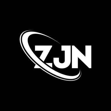 ZJN logosu. ZJN mektubu. ZJN harf logosu tasarımı. Çember ve büyük harfli monogram logosuna bağlı baş harfler ZJN logosu. Teknoloji, iş ve emlak markası için ZJN tipografisi.