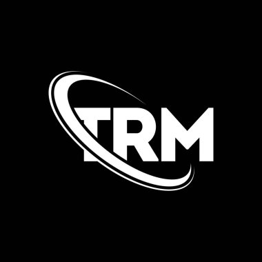 TRM logosu. TRM mektubu. TRM mektup logosu tasarımı. Çember ve büyük harfli monogram logosuna bağlı TRM logosu. Teknoloji, iş ve emlak markası için TRM tipografisi.