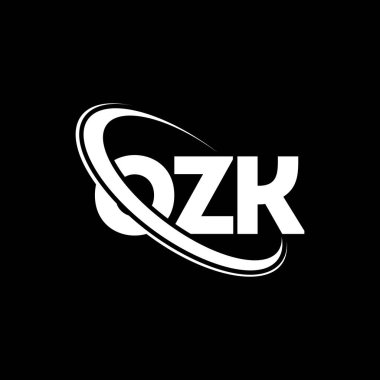 OZK logosu. OZK mektubu. OZK harf logosu tasarımı. Çember ve büyük harfli monogram logosuna bağlı OZK logosu. Teknoloji, iş ve emlak markası için OZK tipografisi.