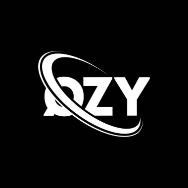 QZY logosu. QZY mektubu. QZY harf logosu tasarımı. Çember ve büyük harfli monogram logosuyla birleştirilmiş QZY logosu. QZY teknoloji, iş ve gayrimenkul markası tipografisi.