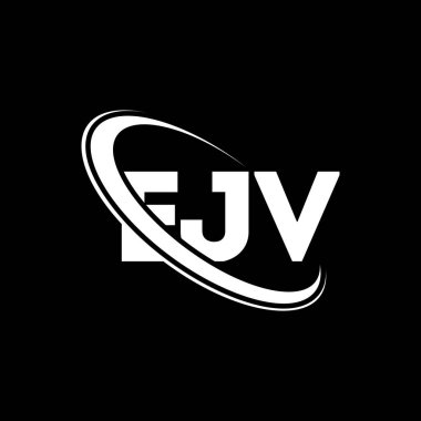 EJV logosu. EJV mektubu. EJV harf logosu tasarımı. Daireye ve büyük harfli monogram logosuna bağlı baş harfler EJV logosu. Teknoloji, iş ve emlak markası için EJV tipografisi.