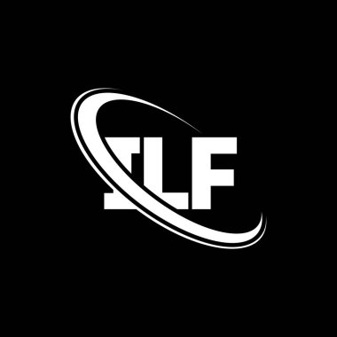 ILF logosu. ILF mektubu. ILF mektup logosu tasarımı. Çember ve büyük harfli monogram logosuyla birleştirilmiş ILF logosu. Teknoloji, iş ve emlak markası için ILF tipografisi.