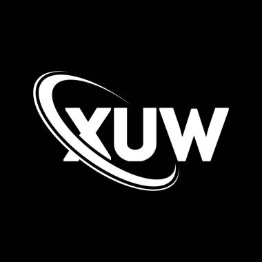 XUW logosu. XUW mektubu. XUW harfli logo tasarımı. Çember ve büyük harfli monogram logosuyla birleştirilmiş XUW logosu. Teknoloji, iş ve emlak markası için XUW tipografisi.