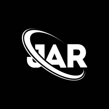 JAR logosu. JAR mektubu. JAR harf logosu tasarımı. Çember ve büyük harfli monogram logosuna bağlı baş harfler JAR logosu. Teknoloji, iş ve emlak markası için JAR tipografisi.