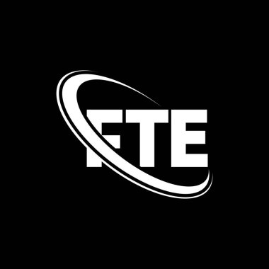 FTE logosu. FTE mektubu. FTE mektup logosu tasarımı. Çember ve büyük harfli monogram logosuna bağlı baş harfler FTE logosu. Teknoloji, iş ve emlak markası için FTE tipografisi.