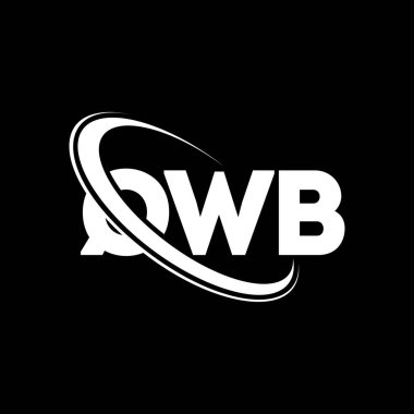 QWB logosu. QWB harfi. QWB harfi logo tasarımı. Çember ve büyük harfli monogram logosuna bağlı QWB logosu. Teknoloji, iş ve emlak markası için QWB tipografisi.