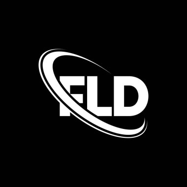 FLD logosu. Eski bir mektup. Bayat harf logosu tasarımı. Çember ve büyük harfli monogram logosuna bağlı baş harfler. Teknoloji, iş ve emlak markası için FLD tipografisi.