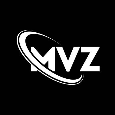 MVZ logosu. MVZ harfi. MVZ harf logosu tasarımı. Çember ve büyük harfli monogram logosuna bağlı baş harfler MVZ logosu. Teknoloji, iş ve emlak markası için MVZ tipografisi.