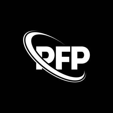 PFP logosu. PFP mektubu. PFP mektup logosu tasarımı. Çember ve büyük harfli monogram logosuyla PFP logosunun baş harfleri. Teknoloji, iş ve emlak markası için PFP tipografisi.