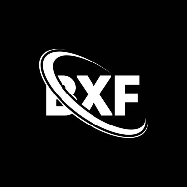 BXF logosu. BXF mektubu. BXF harf logosu tasarımı. Çember ve büyük harfli monogram logosuna bağlı baş harfler BXF. Teknoloji, iş ve emlak markası için BXF tipografisi.