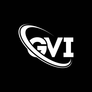 GVI logosu. GVI harfi. GVI harf logosu tasarımı. Çember ve büyük harfli monogram logosuyla birleştirilmiş GVI logosu. Teknoloji, iş ve emlak markası için GVI tipografisi.