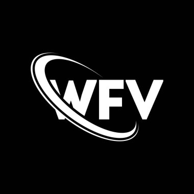 WFV logosu. WFV mektubu. WFV mektup logosu tasarımı. Çember ve büyük harfli monogram logosuna bağlı baş harfler WFV logosu. Teknoloji, iş ve emlak markası için WFV tipografisi.