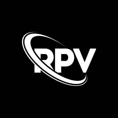 Karavan logosu. Karavan mektubu. Karavan harf logosu tasarımı. Çember ve büyük harfli monogram logosuna bağlı RPV logosu. Teknoloji, iş ve emlak markası için RPV tipografisi.