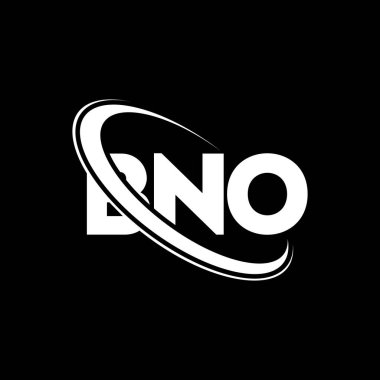 BNO logosu. BNO mektubu. BNO mektup logosu tasarımı. Çember ve büyük harfli monogram logosuna bağlı baş harfler BNO logosu. Teknoloji, iş ve emlak markası için BNO tipografisi.