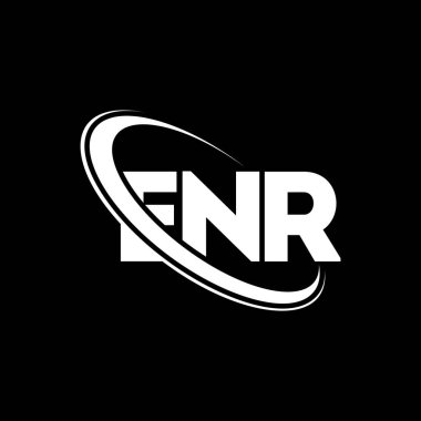 ENR logosu. ENR mektubu. ENR harf logo tasarımı. Çember ve büyük harfli monogram logosuna bağlı ENR logosu. Teknoloji, iş ve emlak markası ENR tipografisi.