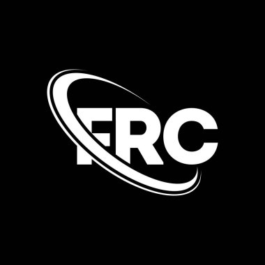 FRC logosu. FRC mektubu. FRC mektup logosu tasarımı. Çember ve büyük harfli monogram logosuna bağlı FRC logosu. Teknoloji, iş ve emlak markası için FRC tipografisi.