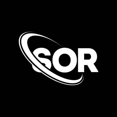 SOR logosu. Gizli mektup. SOR harf logosu tasarımı. Çember ve büyük harfli monogram logosuna bağlı SOR logosu. Teknoloji, iş ve emlak markası için SOR tipografisi.