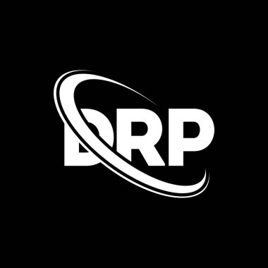 DRP logosu. DRP mektubu. DRP harf logosu tasarımı. Çember ve büyük harfli monogram logosuna bağlı baş harfler DRP logosu. Teknoloji, iş ve emlak markası için DRP tipografisi.