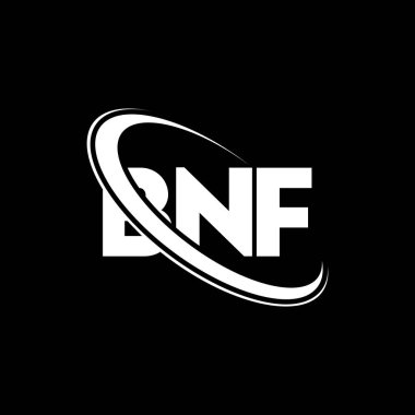 BNF logosu. BNF mektubu. BNF mektup logosu tasarımı. Çember ve büyük harfli monogram logosuyla birleştirilmiş BNF logosu. Teknoloji, iş ve emlak markası için BNF tipografisi.